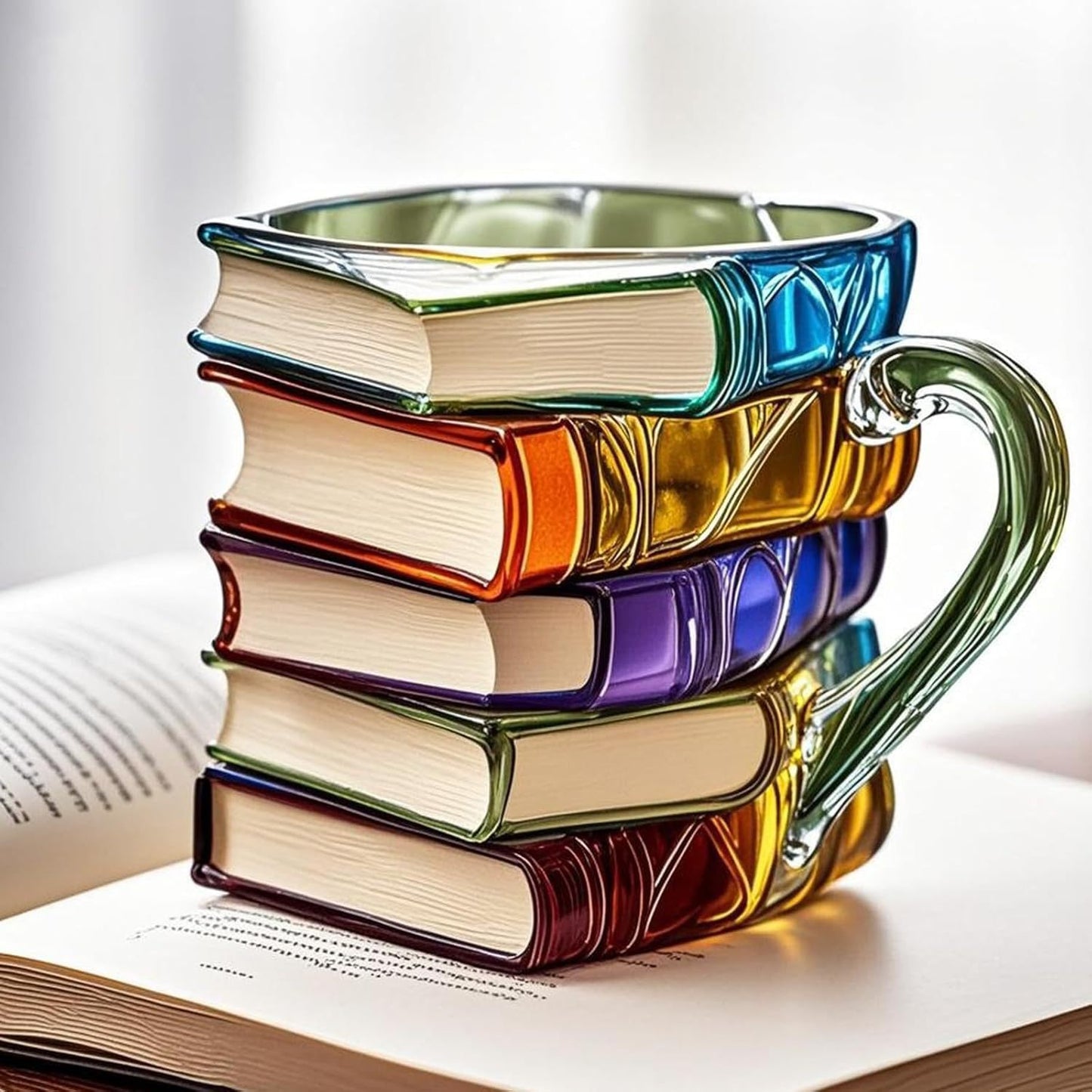 Unique Stacked Books Mug