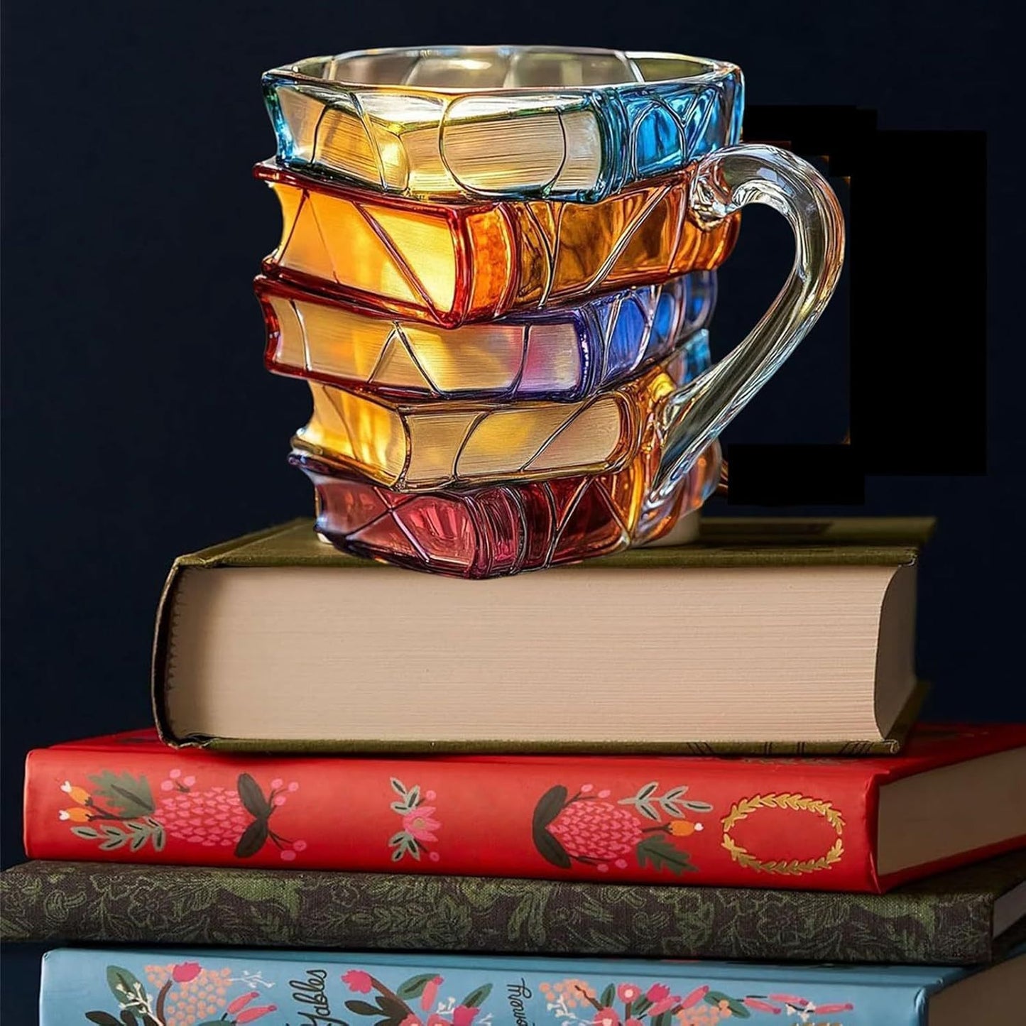 Unique Stacked Books Mug