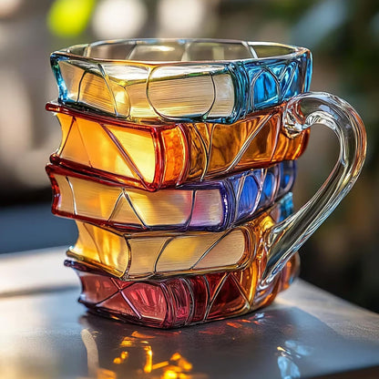 Unique Stacked Books Mug